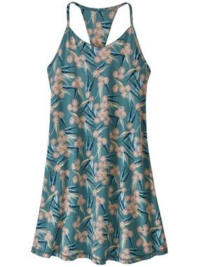 Patagonia Edisto Dress Small Tasmanian Teal Floral Racerback Outdoor Mini Dress